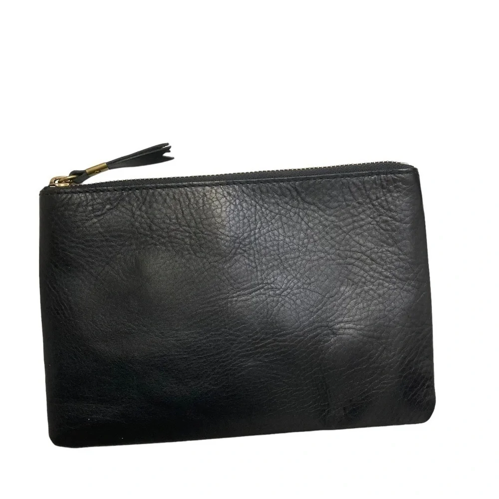 Madewell black leather clutch bag